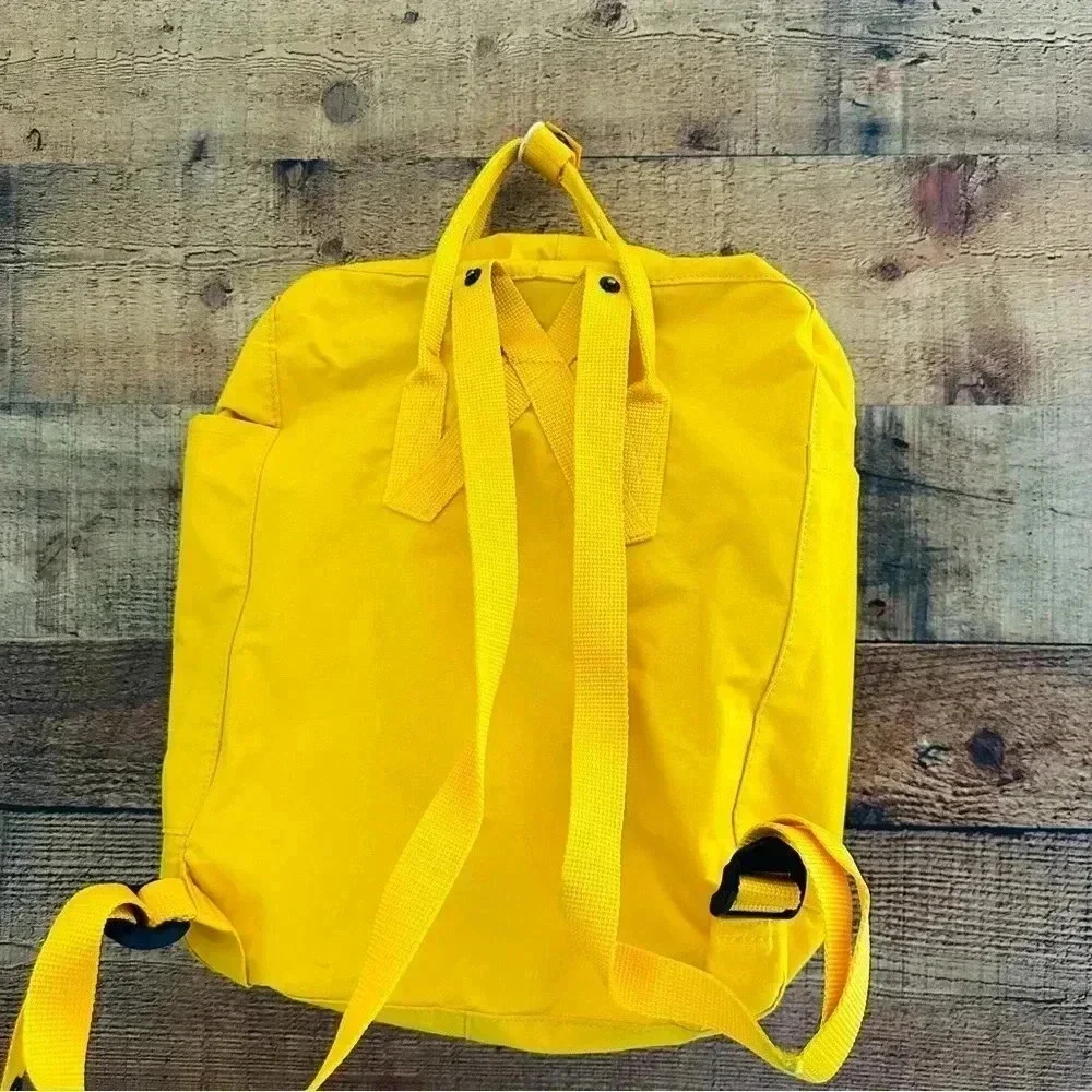 Unisex Fjallraven Kanken Yellow Backpack W Llama Patch